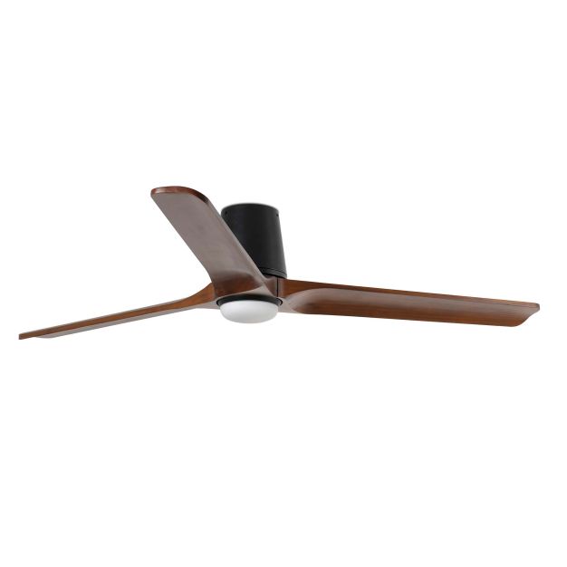 Faro Heywood Tub L - plafondventilator met licht en afstandsbediening - Ø 132 x 23,2 cm - mat zwart en donker walnoot