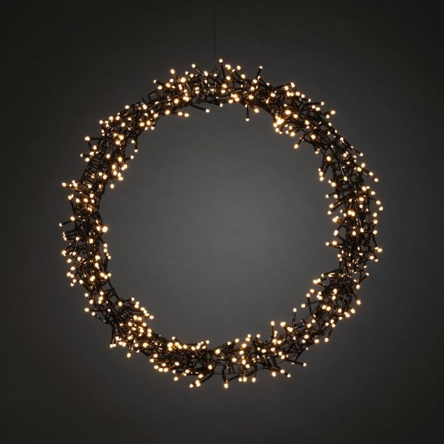 Konstsmide kerstverlichting - LED kerstkrans mat - Ø 50 x 5 cm - IP44 - zwart