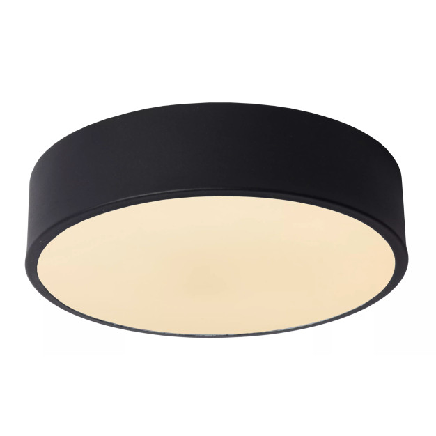 Lucide Unar - plafondverlichting - Ø 20 x 5 cm - 12W dimbare LED incl. -  3 stappen dimmer - zwart