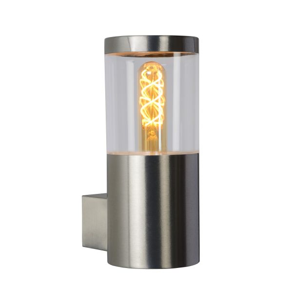 Lucide Fedor - buiten wandlamp - 10 x 14 x 23 cm - IP44 - mat chroom