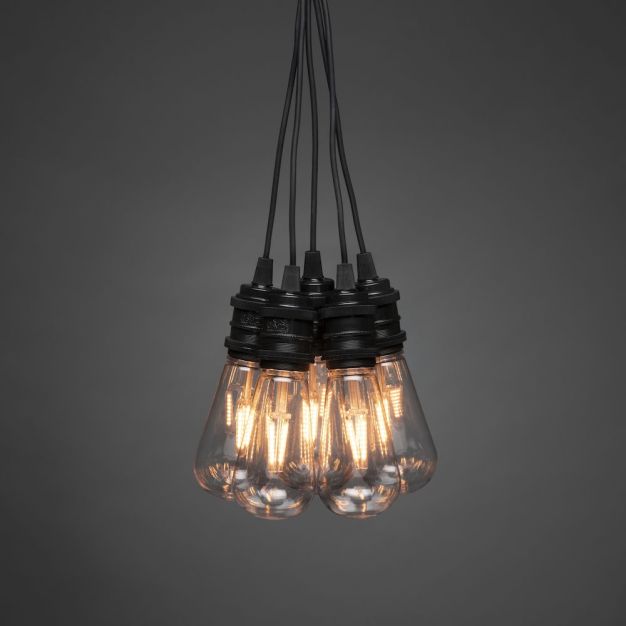 Konstsmide - decoratieve lichtsnoer met dimfunctie - starterset - 9,15 meter lengte plus 10,85 meter snoer - 10 vervangbare LED-lampen incl. - 7W - IP44 - zwart