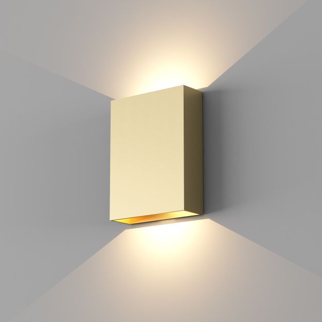 Artdelight Memphis - wandlamp - 4 x 12 x 16 cm - 6W dimbare LED incl. - IP65 - goud geborsteld