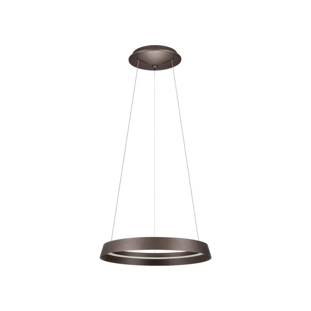 Nova Luce Ormi - hanglamp - Ø 45 x 150 cm - 38W dimbare LED incl. - geborsteld koffiebruin