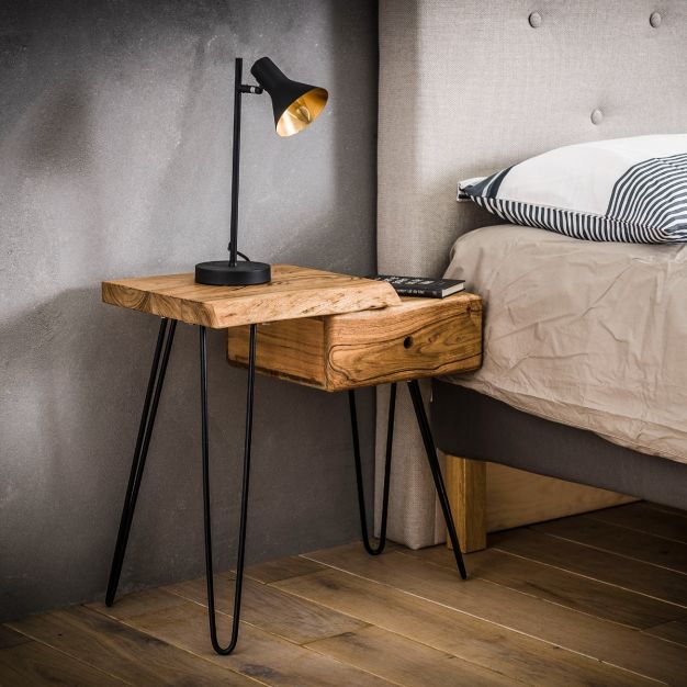 Vico Edge - nachtkastje - linkse versie - 60 x 32 x 59 cm - acaciahout