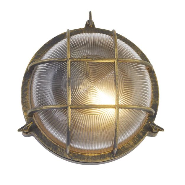 Searchlight Bulkhead - buiten plafond/wandlamp - Ø 27 cm - IP44 - zwart goud