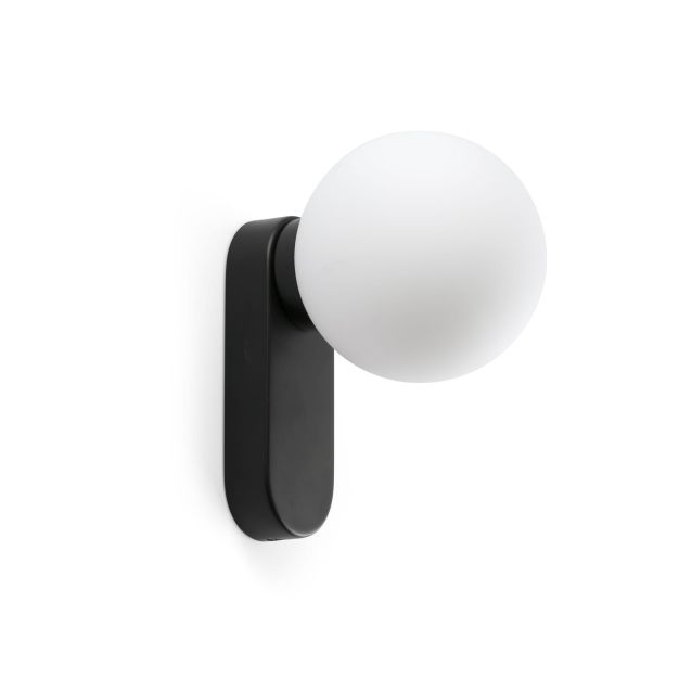 Faro Mabe - wandlamp - Ø 12 x 19 cm - 6W LED incl. - mat zwart en wit