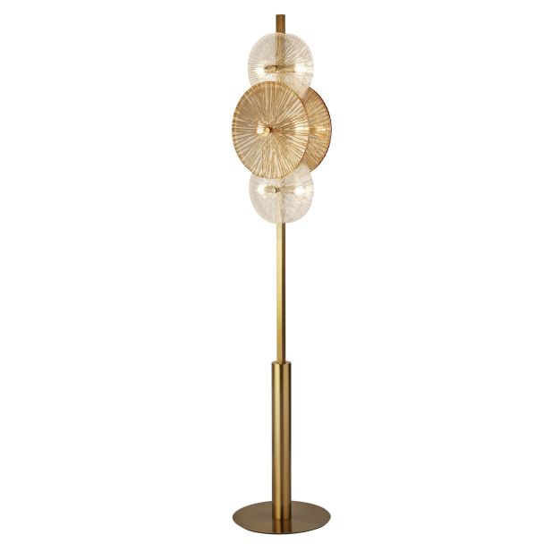Searchlight Wagon - vloerlamp - Ø 30 x 151 cm - brons, transparant en amber