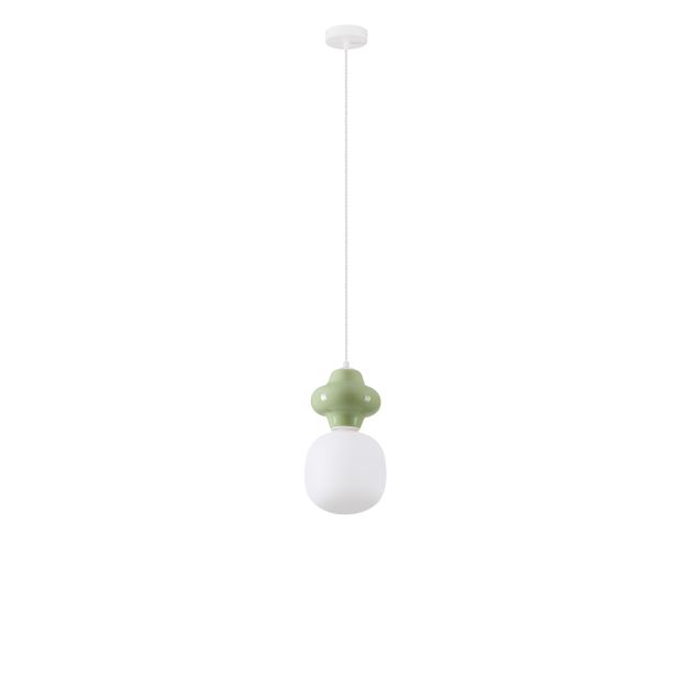 Nova Luce Clio - hanglamp - Ø 18 x 198 cm - groen en opaalglas