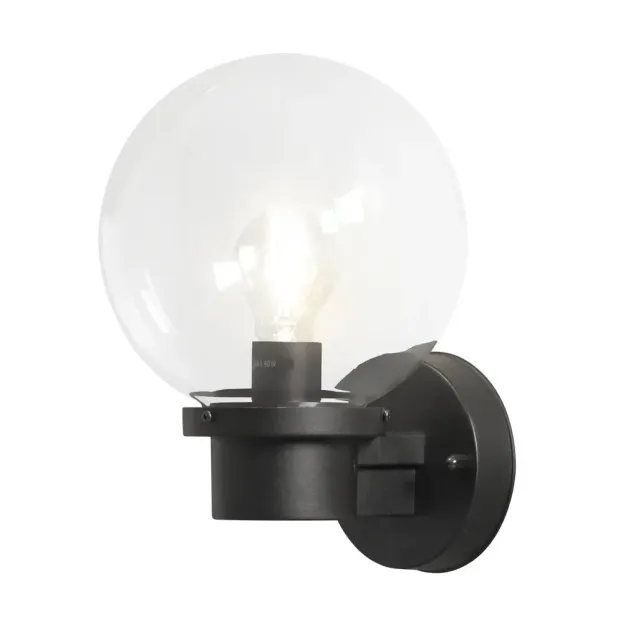 Konstsmide Nemi Up - buiten wandlamp - 20 x 27 x 29 cm - IP44 - mat zwart en transparant