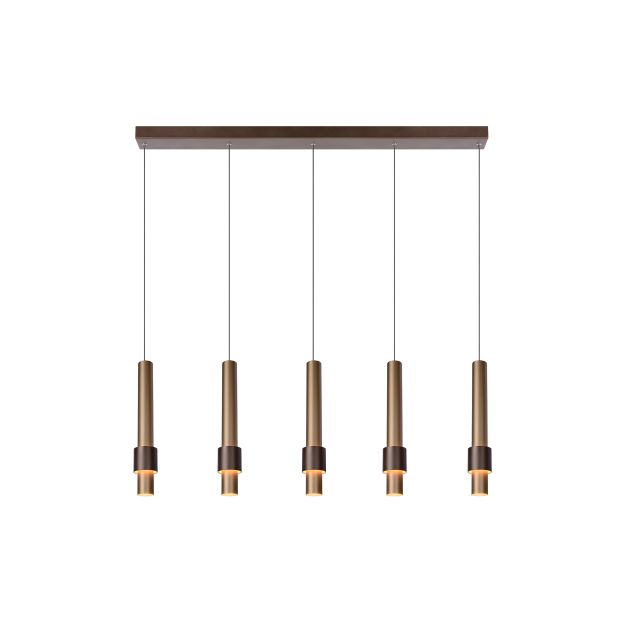 Lucide Margary - hanglamp - 103 x 8 x 169 cm - 5 x 4,2W dimbare LED incl. - koffie