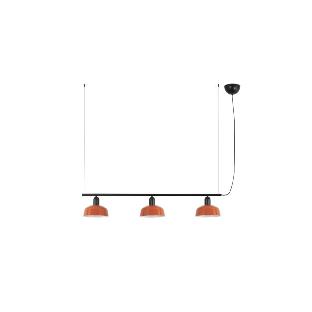 Faro Tatawin S - hanglamp - 100 x 18,4 x 210 cm - satijnzwart en glansroodachtigoranje