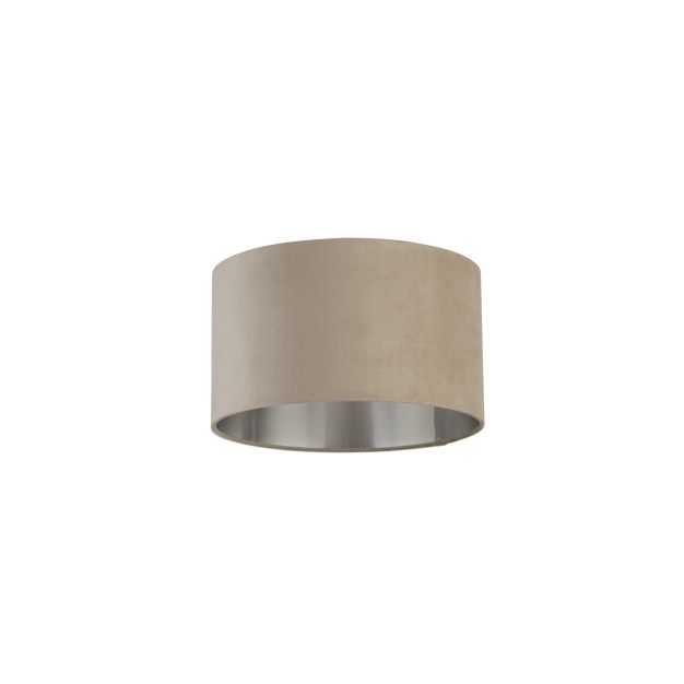 Searchlight Drum Shade - lampenkap - Ø 38 x 22 cm - taupe en geborsteld zilver