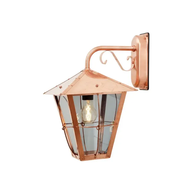 Konstsmide Fenix Down - buiten wandlamp - 26 x 32 x 43 cm - IP23 - koper en transparant