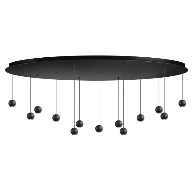 ETH Grace - hanglamp - 130 x 35 x 200 cm - 52W dimbaar LED incl. - zwart