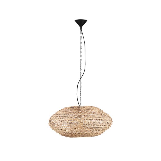 Nova Luce Bola - hanglamp - Ø 60 x 200 cm - natuurlijk en zwart