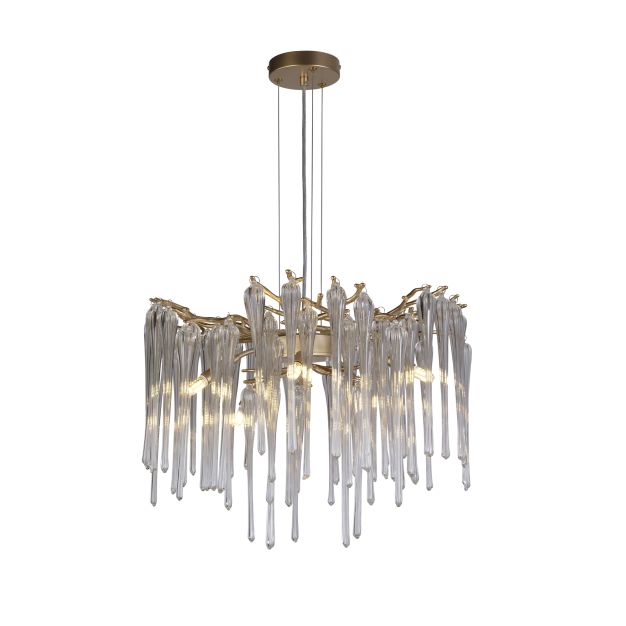 Searchlight Heritage - hanglamp - Ø 50 x 100 cm - goud en transparant