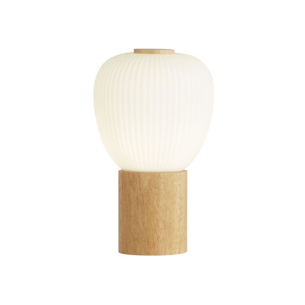 Searchlight Ella - tafellamp - Ø 15 x 25 cm - opaal en bruin
