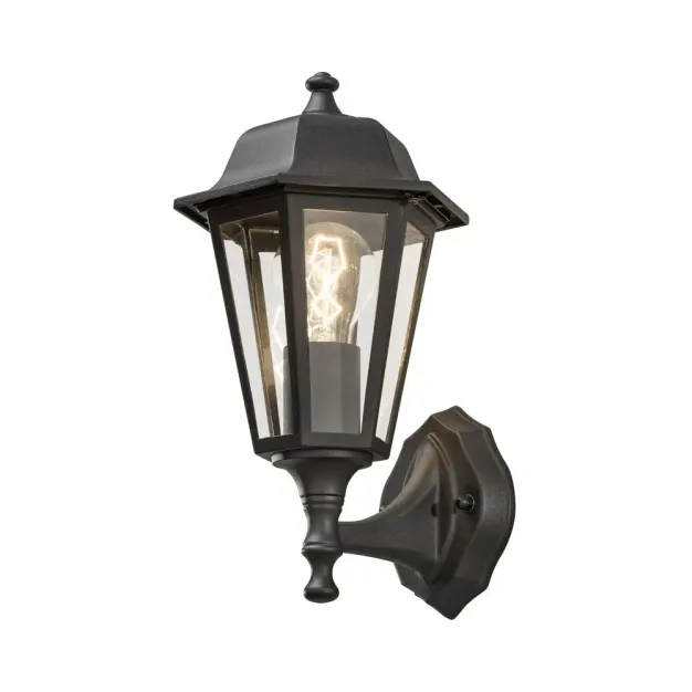 Konstsmide Budget Up - buiten wandlamp -  17,5 x 19 x 31 cm - IP23 - mat zwart en transparant