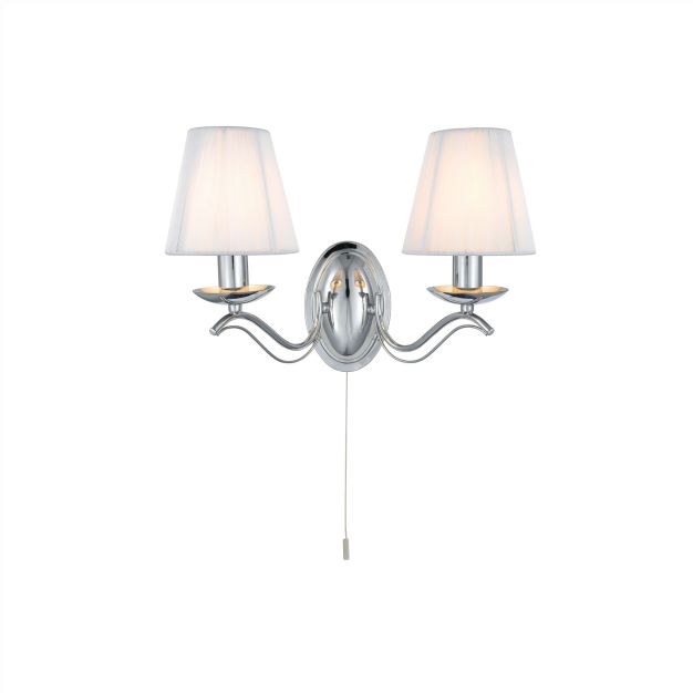 Searchlight Andretti - wandverlichting met trekschakelaar - 37 x 26 cm - chroom