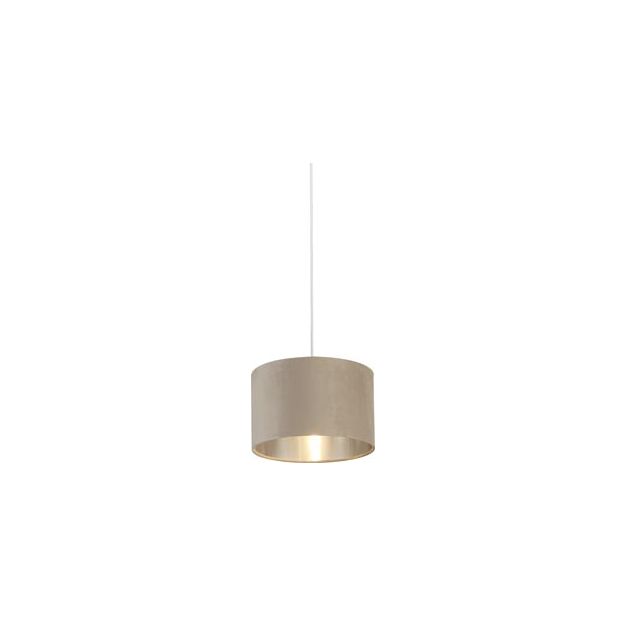 Searchlight Drum Shade - lampenkap - Ø 28 x 18 cm - taupe en geborsteld zilver
