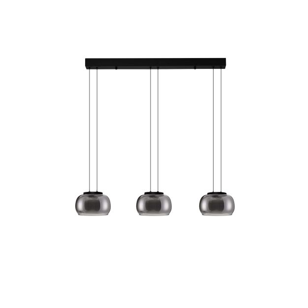 Nova Luce Bios - hanglamp - 82 x 167 x 18 cm - 25W dimbare LED incl. - mat zwart en rokerig grijs
