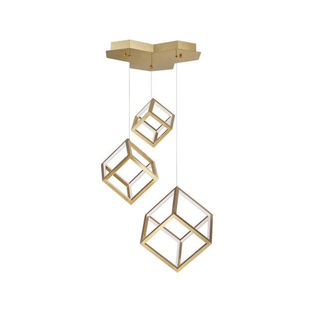 Nova Luce Gabbia - hanglamp - 56 x 48,5 x 156 cm - 110W dimbare LED incl. - goud