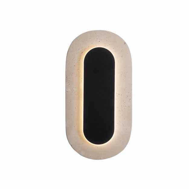 Maxlight Travertino - wandlamp - 30 x 15 x 5 cm - 10W LED incl. - zwart en grijs