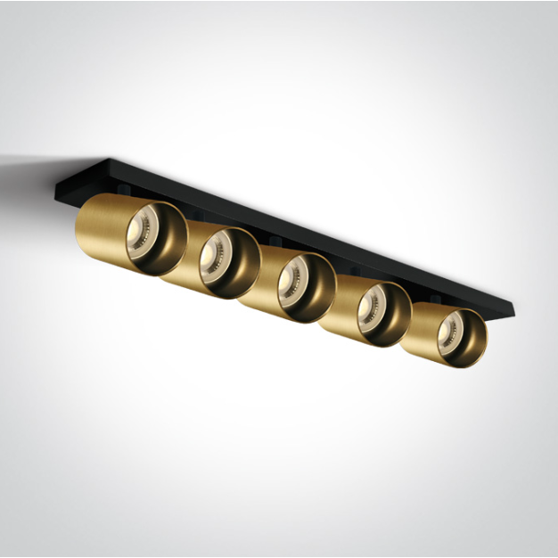 ONE Light Retro GU10 Spots - opbouwspot 5L - 65 x 7 x 10 cm - geborsteld messing