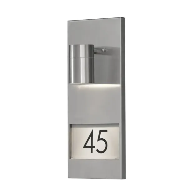 Konstsmide Modena House Number - buiten wandlamp - 16 x 11 x 41 cm - IP44 - roestvrij staal