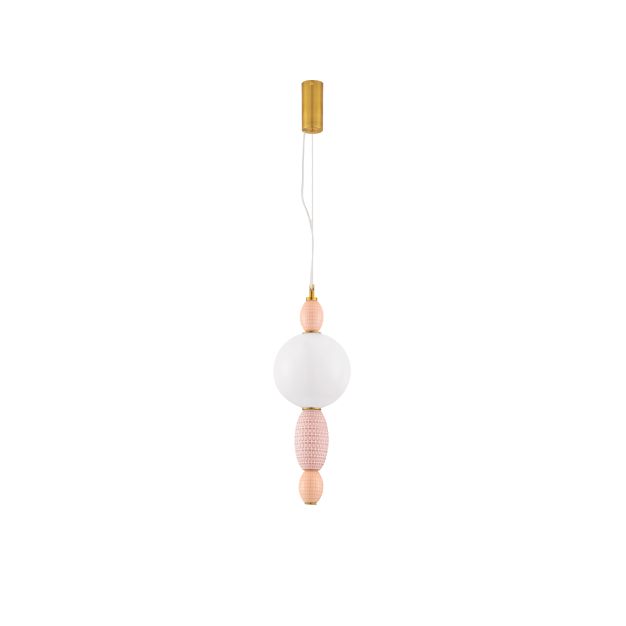Nova Luce Obrie - hanglamp - Ø 20 x 180 cm - 12W LED incl. - messing goud, oranje en roze