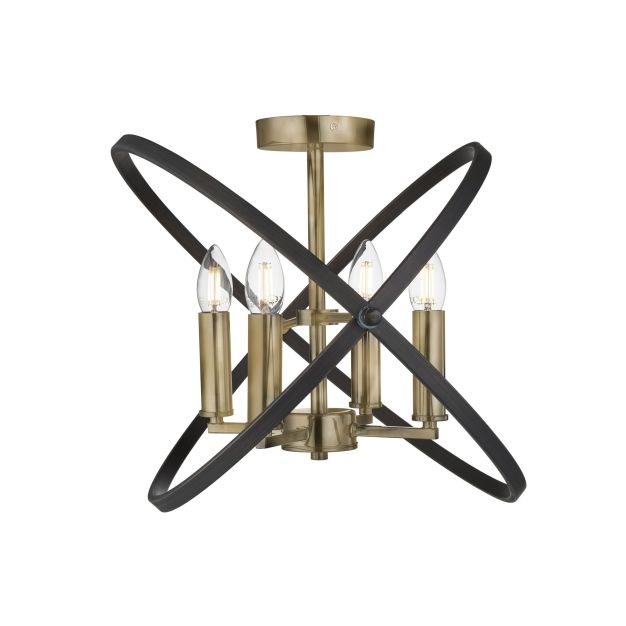 Searchlight Hoopla - plafondverlichting - Ø 45 x 33 cm - brons en bruin