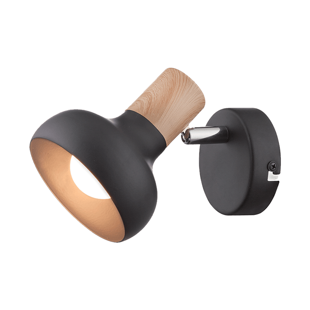 Elmark Addy - opbouwspot - Ø 8 x 15 cm - zwart en hout