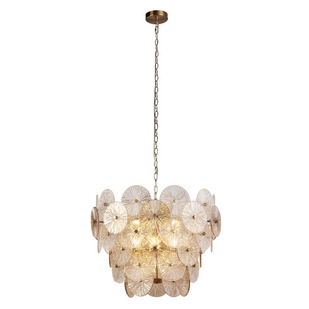 Searchlight Wagon - hanglamp - Ø 64 x 150 cm - brons, transparant en amber