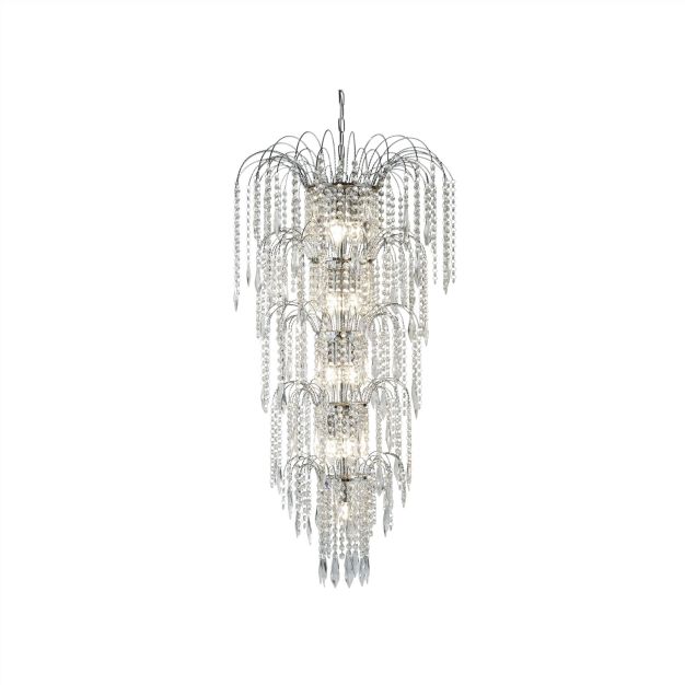 Searchlight Waterfall - luster - Ø 58 x 160 cm - chroom