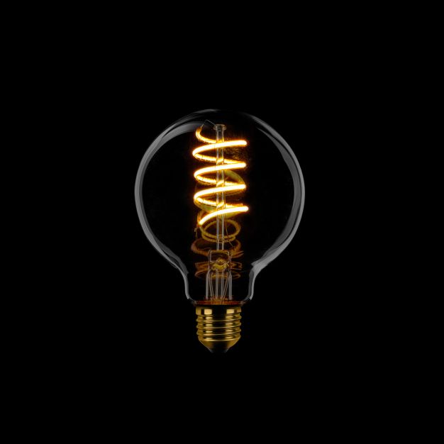 ETH Globe Spiral LED Filament - Ø 8 cm - E27 - dimbaar - 7,5W - 2200K  - goud