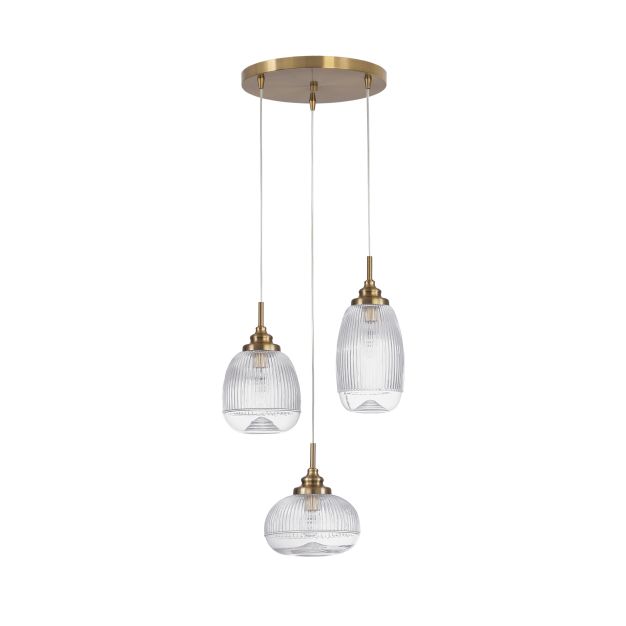 Nova Luce Mond - hanglamp - Ø 49 x 120 cm - satijn goud en transparant