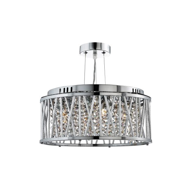 Searchlight Elise - hanglamp - Ø 30 x 134 cm - chroom