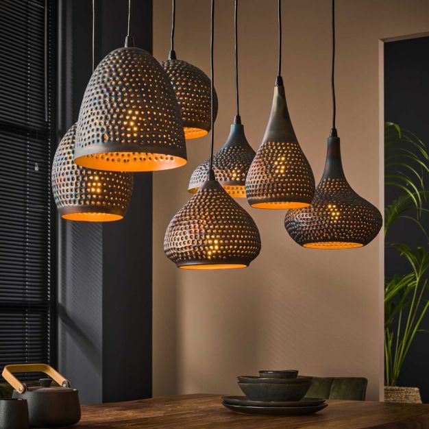 Vico Perforated 7L - hanglamp - 100 x 45 x 150 cm - zwart bruin