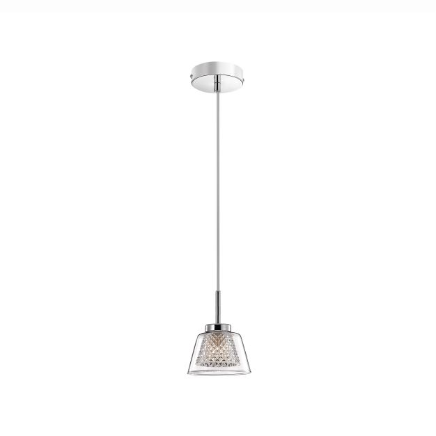 Nova Luce Boccale - hanglamp - Ø 12 x 120 cm - chroom en transparant