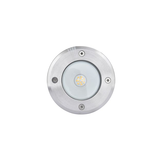 Lutec Cydops - grondspot zonder wartel - Ø 11 x 5,6 cm - 6,8W LED incl. - IP67 - mat chroom