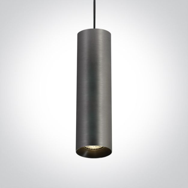 ONE Light Cylinder - hanglamp - Ø 7,5 x 240 cm - metaal grijs