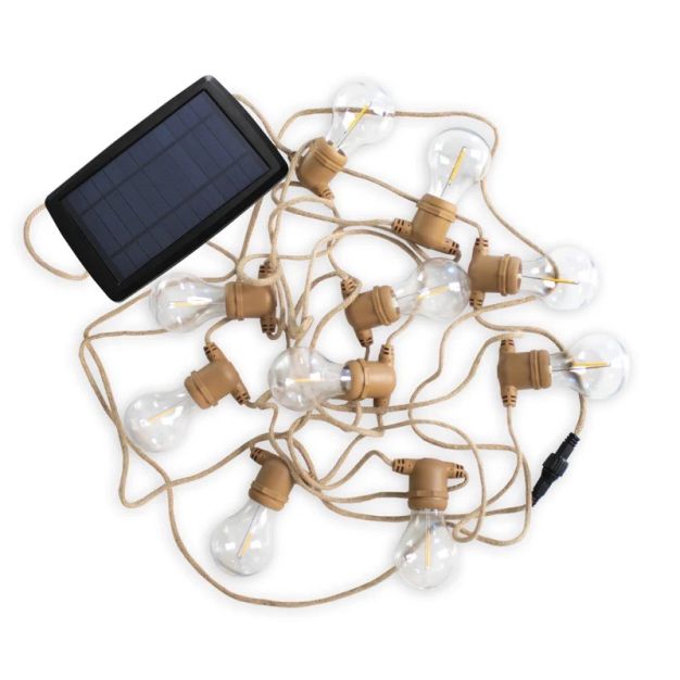 New Garden Garland Allegra - lichtslinger op zonne-energie - 8m slinger waarvan 3m snoer - 10 LED-lampen incl. - IP44 -  jute