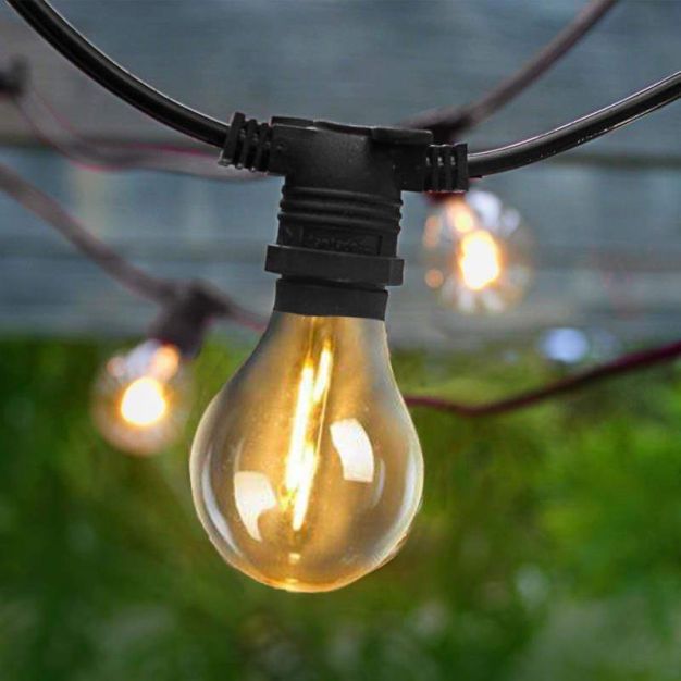 New Garden Garland Allegra - lichtslinger met vervangbare lichtbronnen (excl.) - 8m slinger waarvan 3,25m snoer - geschikt voor 10 E27 lichtbonnen op 24V - IP44 -  zwart