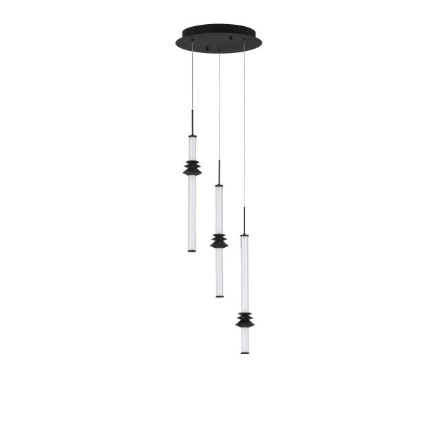 Nova Luce Stalactite - hanglamp - Ø 35 x 170 cm - 18W dimbare LED incl. - zandzwart