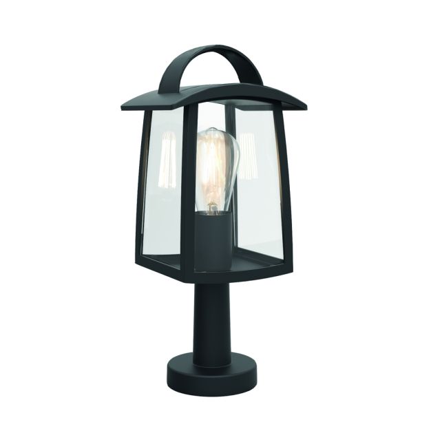 Lutec Kelsey - sokkelverlichting  17 x 15 x 40 cm - IP44 - transparant glas - zwart