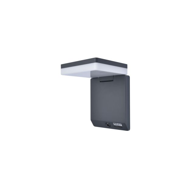 Lutec Moze - buiten wandverlichting op zonne-energie met bewegingsmelder - 19 x 14 x 15 cm - 8W LED incl. - IP44 - zwart