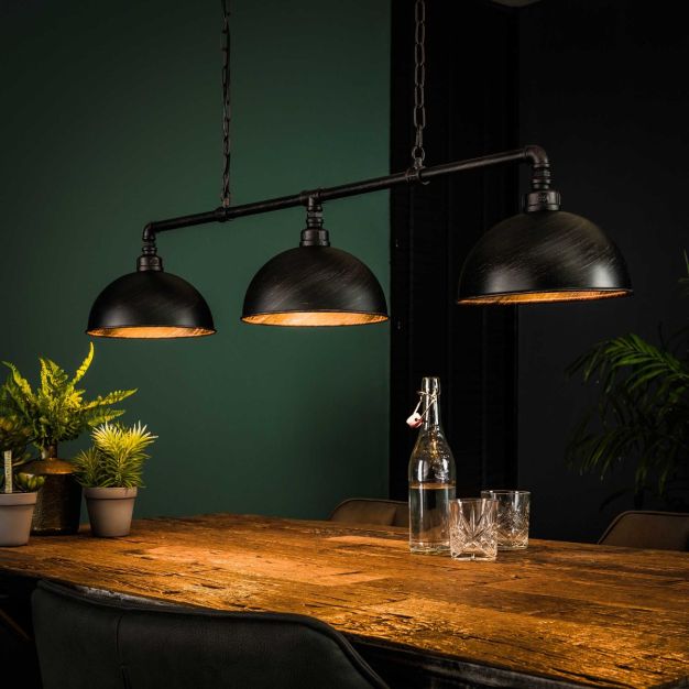 Vico Industrial Tube - hanglamp met kap 3L - 118 x 26 x 150 cm - zwart