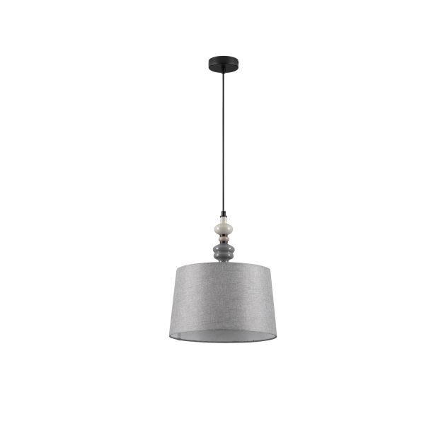 Nova Luce Damo - hanglamp - Ø 34 x 150 cm - mat zwart, grijs en bruin