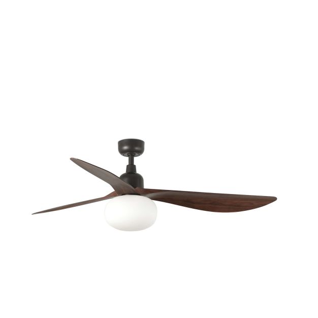 Faro Outwood L - plafondventilator met licht en afstandsbediening - Ø 150 cm x 43 cm - IP44 - donkerbruin en donker walnoot