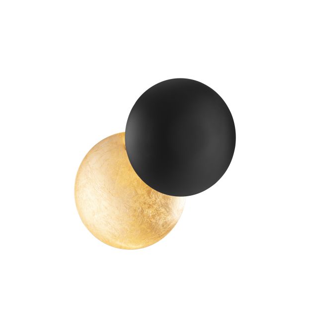 Nova Luce Soleil - wandlamp - Ø 20 x 20 cm - 6W LED incl. - zandzwart en goud